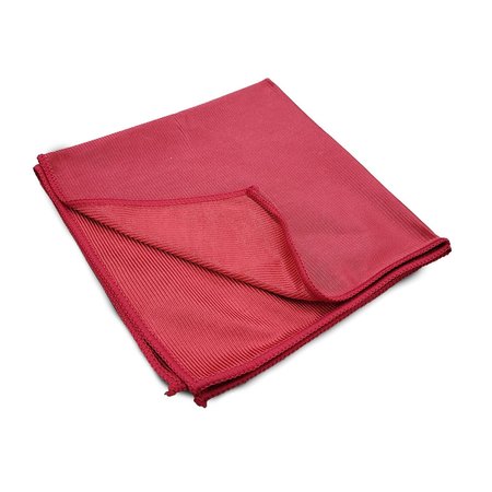 R & R Textile Mills, Inc. Glass Cleaning Rag, 16"x16", Microfiber, Red, PK 12 WW73040 - Red